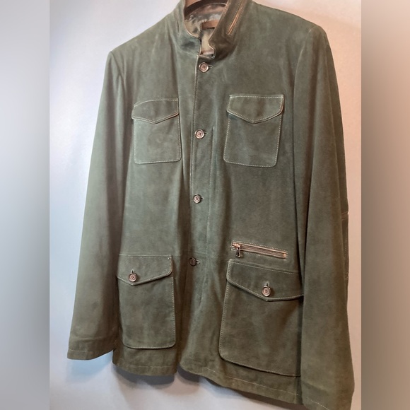 Mens Gian Mori GreenSuede Jacket. Large. Very Clean. Exquisite Piece.